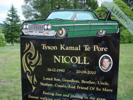 Engraved Chevy Impala Headstone