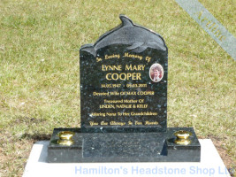 Inlayed Granite Dolphin Headstone